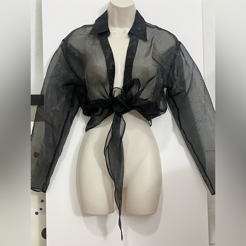 ASOS Black See-through Wrap Blouse